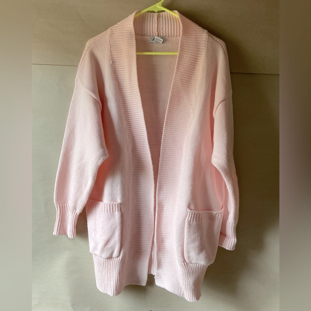 SML Sport Light Pink Cardigan Sweater. Open front. Size M.